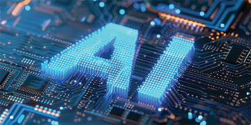 AI concept rendering with text in capital letters "AI"