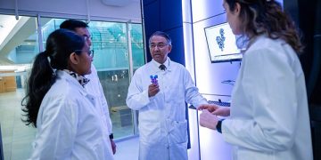 Dr. Sriram Subramaniam pictured in his UBC Point Grey lab with colleagues